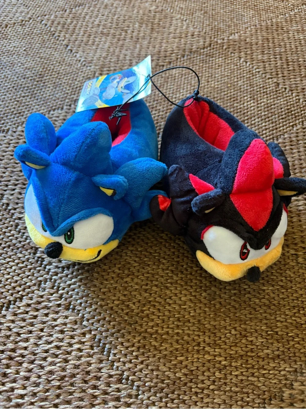 Sonic & Shadow Plush Kids Slippers - Blue and Black